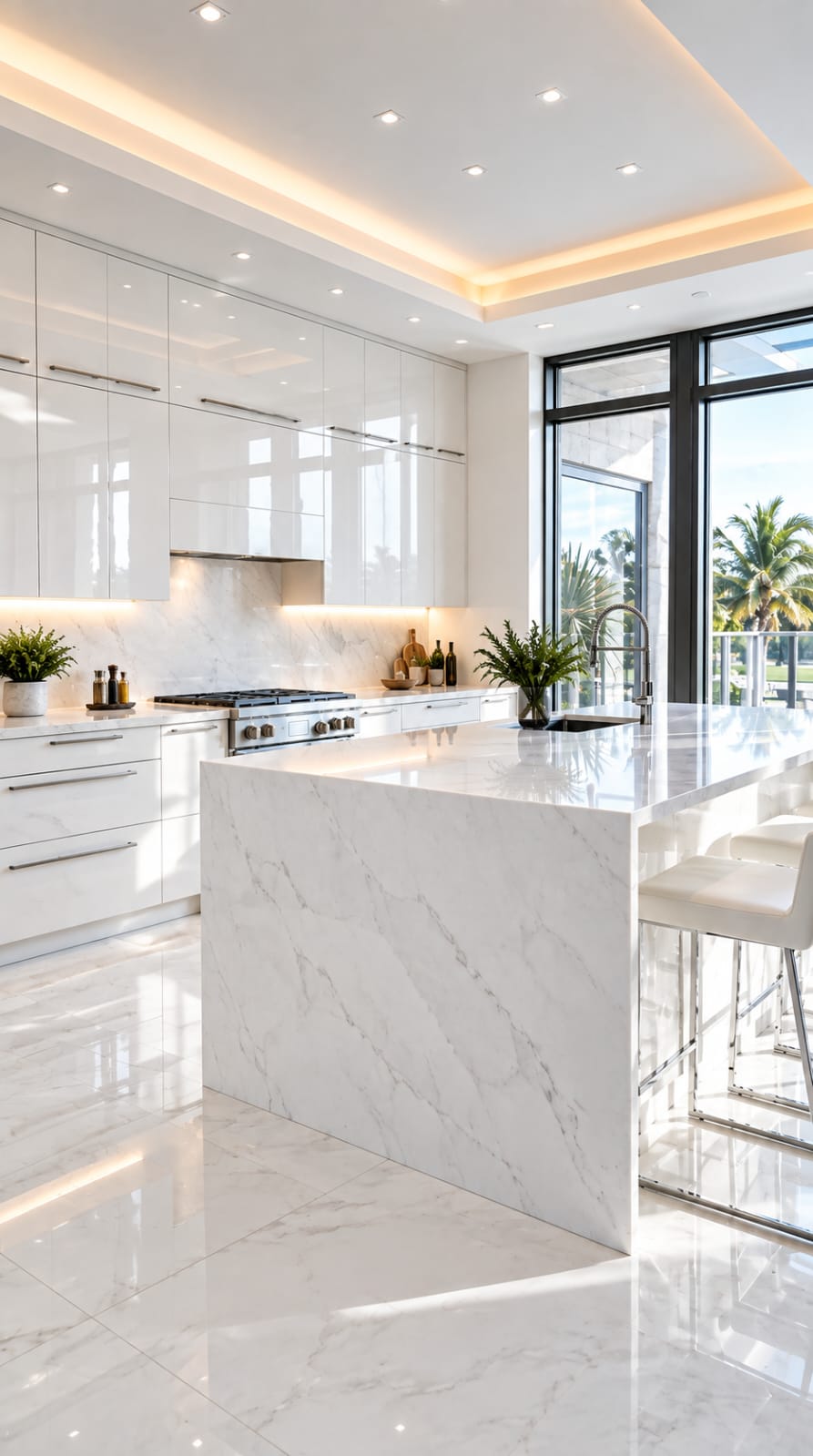 Cozinha contemporânea com bancada em pedra